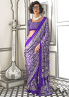 Bright Purple Ajrakh Satin Crepe Saree