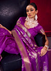 Bright Purple Banarasi Satin Silk Saree