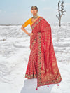 Bright Red Georgette Bandhani Patola Saree