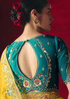 Bright Yellow Designer Silk Saree with Contrast Blouse