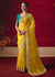 Bright Yellow Designer Silk Saree with Contrast Blouse
