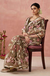 Brown Brasso Organza Printed Saree