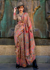 Brown Kashmiri Jamawar Organza Silk Saree