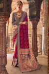 Burgundy Printed Patola Saree