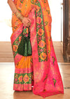 Burnt Orange and Pink Woven Banarasi Saree