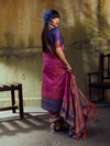 Rani Pink Kanjivaram Silk Saree With Contrast Blouse