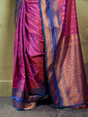 Rani Pink Kanjivaram Silk Saree With Contrast Blouse