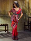 Crimson Red Kanjivaram Silk Saree With Contrast Blouse