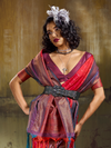 Crimson Red Kanjivaram Silk Saree With Contrast Blouse