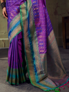 Violet Purple Kanjivaram Silk Saree With Contrast Blouse