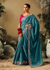 Cadet Blue Fancy Dola Silk Designer Saree