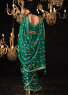 Cadmium Green Heavy Embroidery Designer Silk Saree