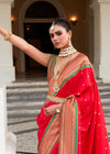 Cadmium Red Paithani Soft Silk Saree