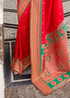 Cadmium Red Paithani Soft Silk Saree