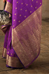 Cadmium Violet Khadi South Silk Saree With Motifs