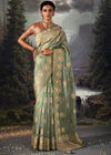 Camouflage Green Woven Banarasi Organza Silk Saree