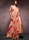 Cardinal Peach Digital Printed Soft Silk Saree