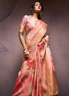 Cardinal Peach Digital Printed Soft Silk Saree