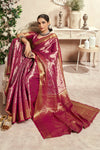 Cardinal Pink Zari Woven Kanjivaram Saree