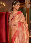 Carmine Orange Woven Banarasi Tanchoi Silk Saree