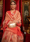 Carmine Orange Woven Banarasi Tanchoi Silk Saree