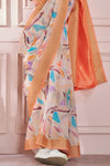 Carrot Orange Printed Silk Cotton Saree