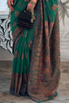 Castleton Green Kashmiri Handloom Woven Jamawar Silk Saree