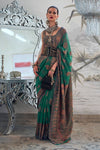 Castleton Green Kashmiri Handloom Woven Jamawar Silk Saree