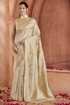 Champagne Gold Banarasi Saree With Zari Woven Motifs