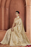 Champagne Gold Banarasi Saree With Zari Woven Motifs