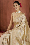 Champagne Gold Banarasi Saree With Zari Woven Motifs