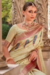 Champagne Gold Banarasi Soft Silk Saree