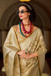 Champagne Gold Banarasi Tissue Silk Saree