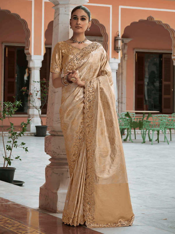 Champagne Gold Banarasi Tissue Silk Saree