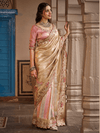 Champagne Gold Embroidered Designer Tissue Silk Saree