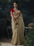 Champagne Gold Embroidered Designer Tissue Silk Saree With Contrast Blouse