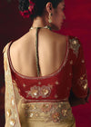 Champagne Ivory Designer Silk Saree with Contrast Blouse