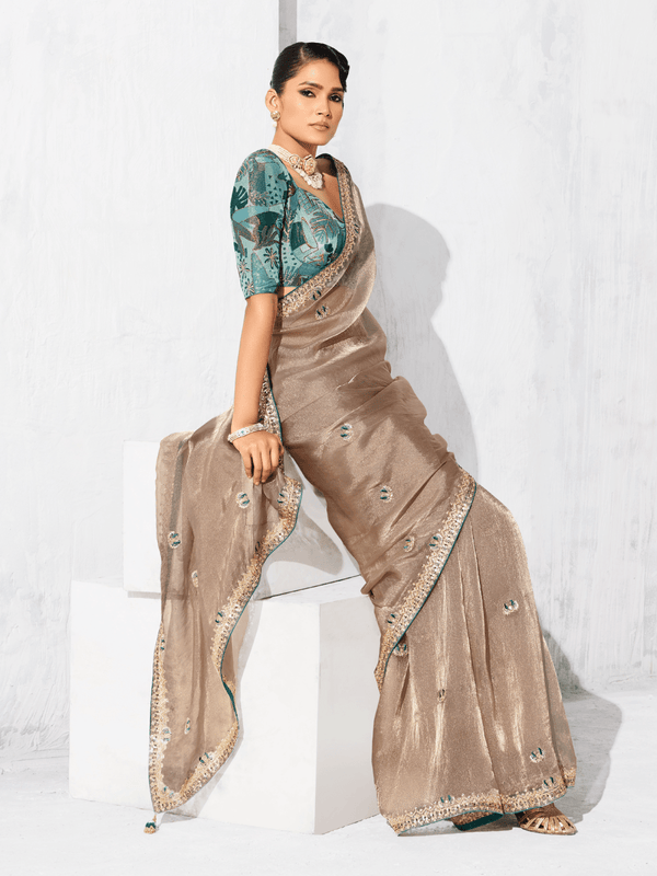 Champagne Tissue Silk Saree
