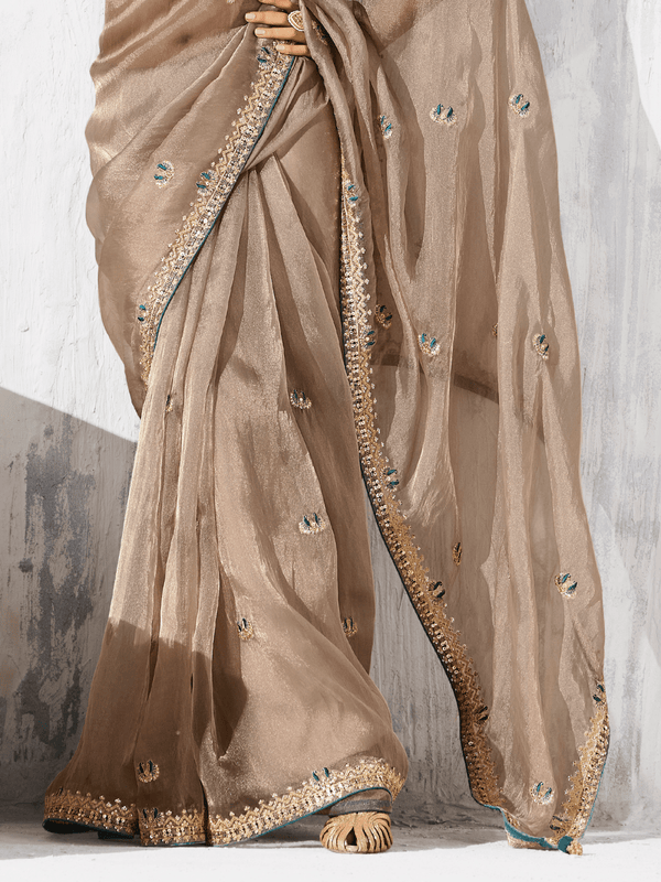 Champagne Tissue Silk Saree