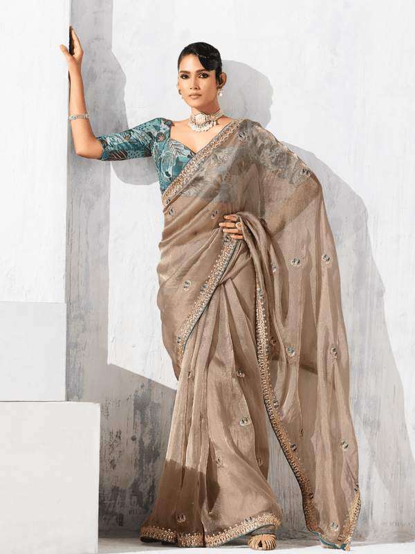 Champagne Tissue Silk Saree