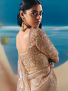 Beige Designer Organza Silk Saree