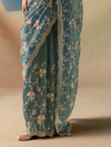 Teal Blue Designer Organza Silk Saree