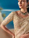 Ivory Designer Organza Silk Saree