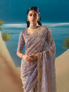 Lavender Designer Organza Silk Saree