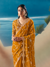 Mustard Yellow Designer Organza Silk Saree