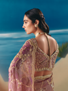 Dusty Pink Designer Organza Silk Saree