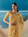 Golden Yellow Designer Organza Silk Saree