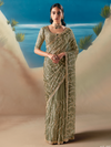 Sage Green Designer Organza Silk Saree