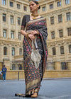 Charcoal Black Printed Patola Silk Saree