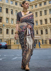 Charcoal Black Printed Patola Silk Saree